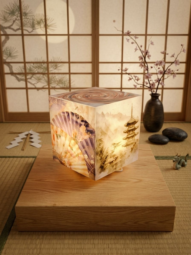 Lampe d'ambiance en cire 12x12cm - "Japon 1"