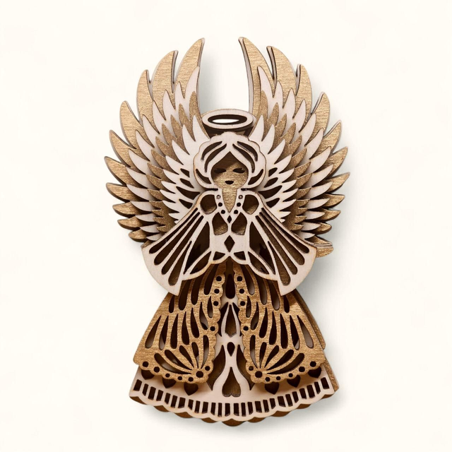 Ein zarter Schutzengel aus Holz 15x10cm