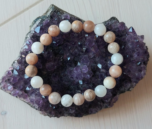 Pierre de Lune Rose &amp; Péristérite