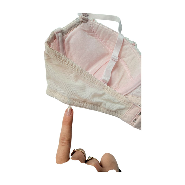 Pink and brown ribbon pleatedJapanese Bra UK 32C