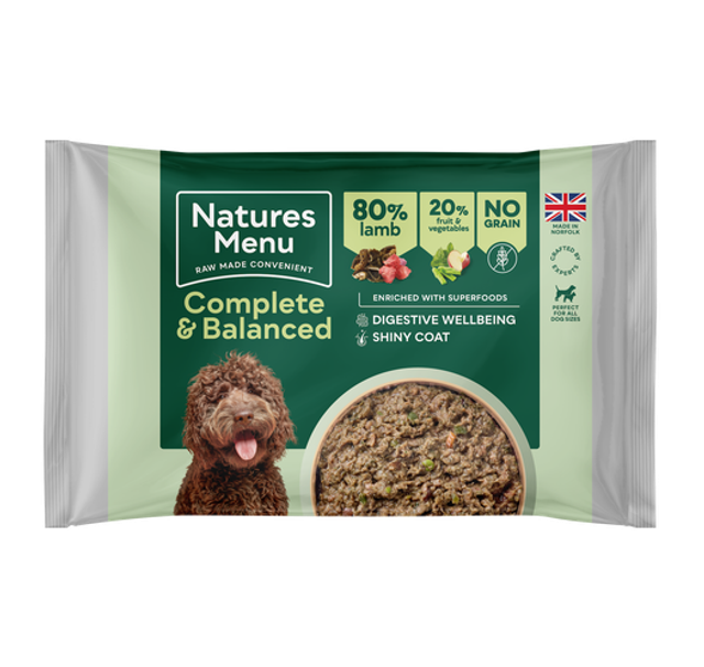 N M Complete &amp; balance 80% lamb frozen block Ready to mix 500g e