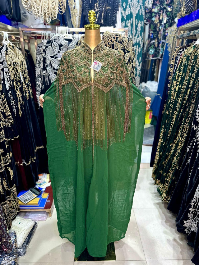 Cape chiffon vert jusqu'à xxxl 