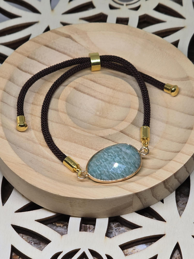 Bracelet cordon réglable Amazonite 