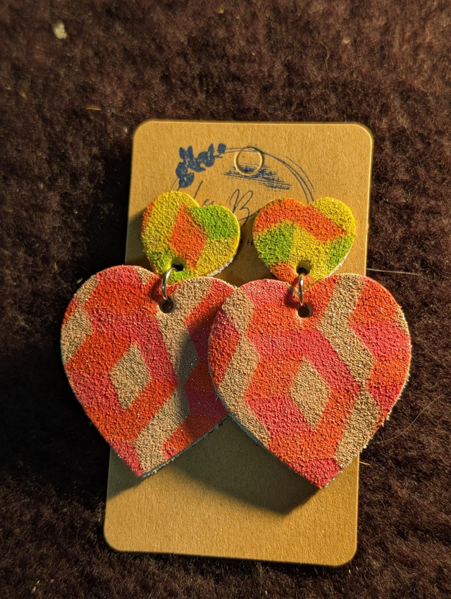 Boucles d'oreilles Louise rose vert jaune lo067