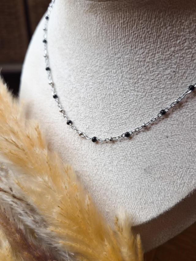 Collier finesse - Argenté et noir 