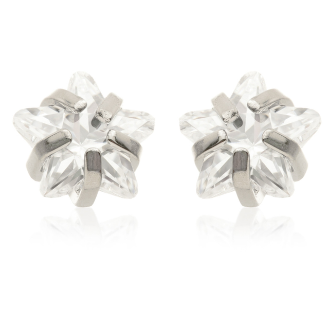 Titanium Prong-Set Jewelled Star Earrings - pair