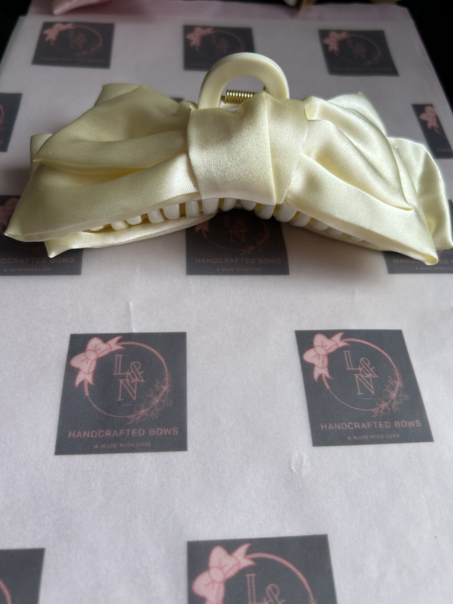 Cream Satin Claw Clip