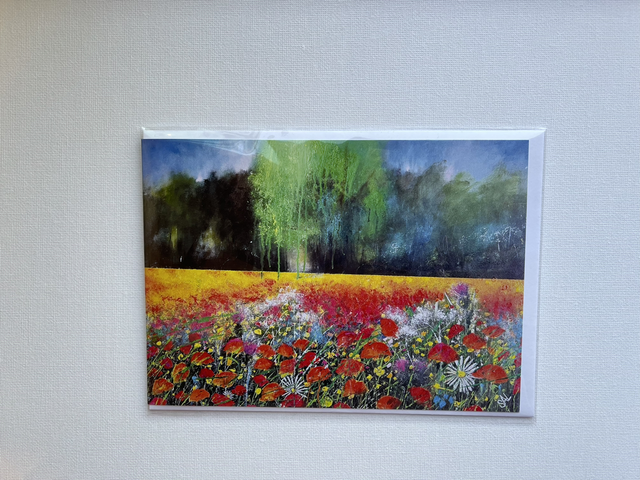 Greetings card- Border Poppy Field