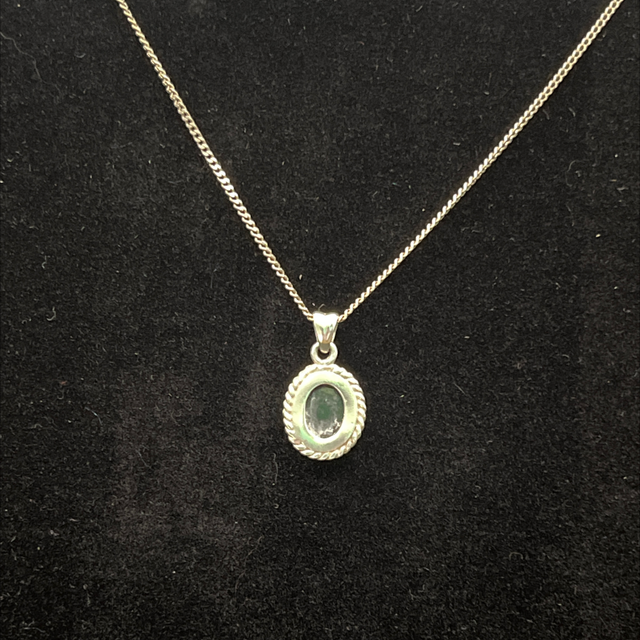 Blue John Oval Pendant on 925 Silver Chain