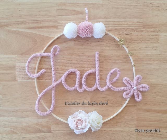 Couronne tricotin personnalisée - Avec fleurs artificielles