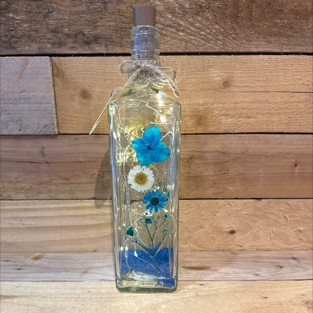 Glass Light Display Bottle with Blue Detail