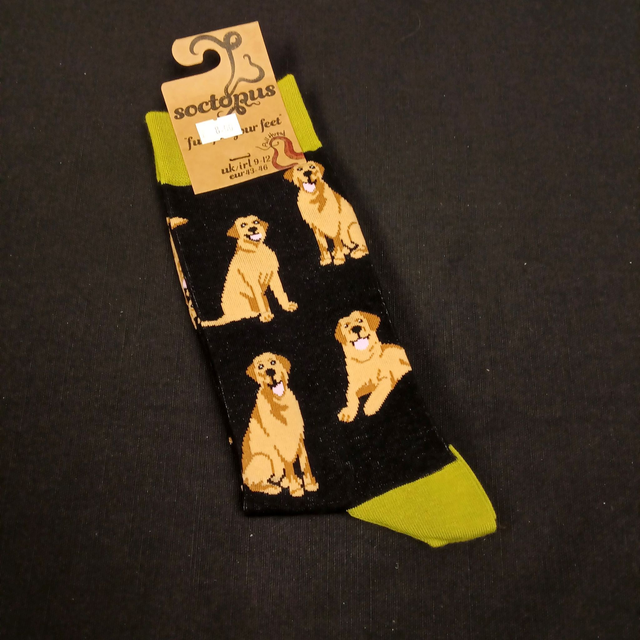 Labrador Socks - Adult 9-12 Black and tan