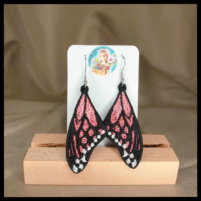 Boucles d&#039;oreilles Ailes de Papillons Roses