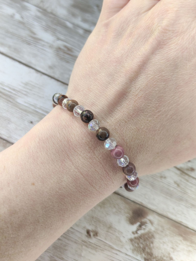Bracelet &quot;Rhodonite et cristal&quot;