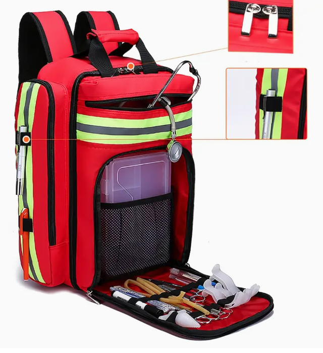Erste Hilfe Rucksack Outdoor, gefüllt, rot