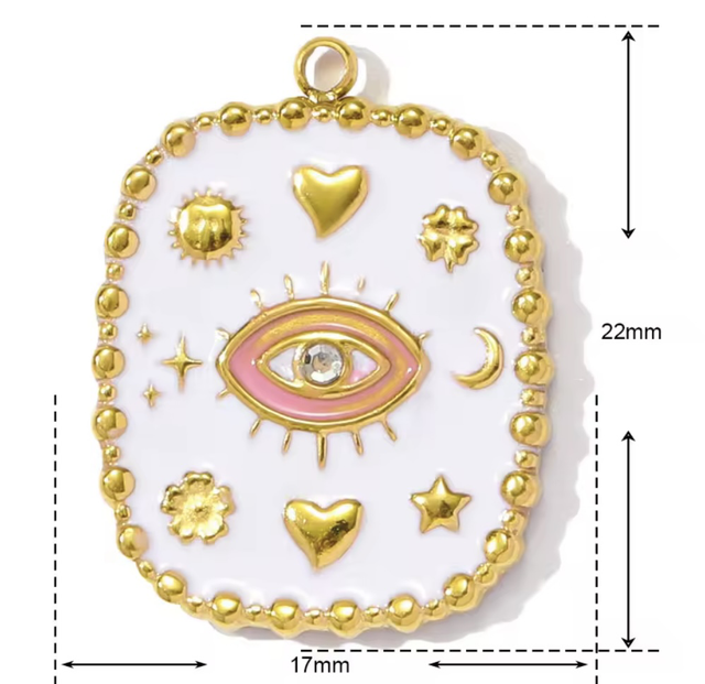 Charm cammeo occhio greco rosa 