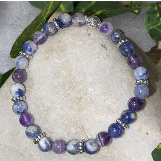 Bracelet &quot;Améthyste &amp; Sodalite&quot; 6mm BR-308