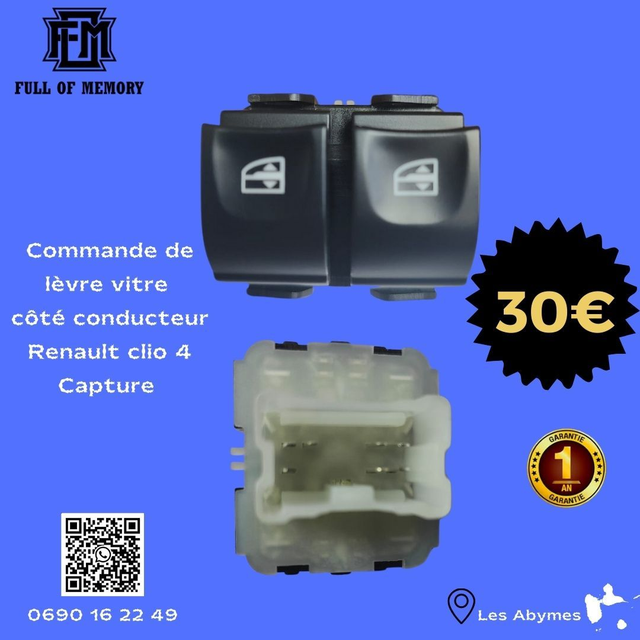 Commande de lève vitre  RENAULT CLIO 4 / CAPTUR