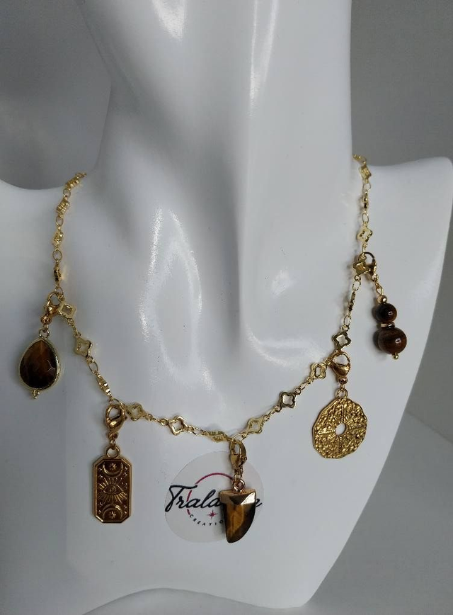 ✨Collier à breloques porte-bonheur &quot;oeil de tigre&quot;✨