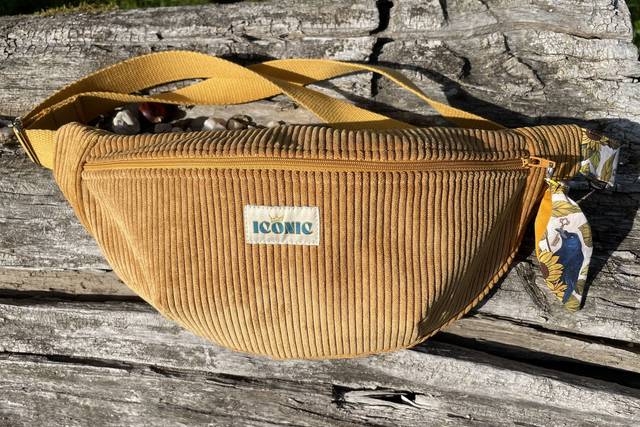 Sac banane velours côtelé - Tournesols