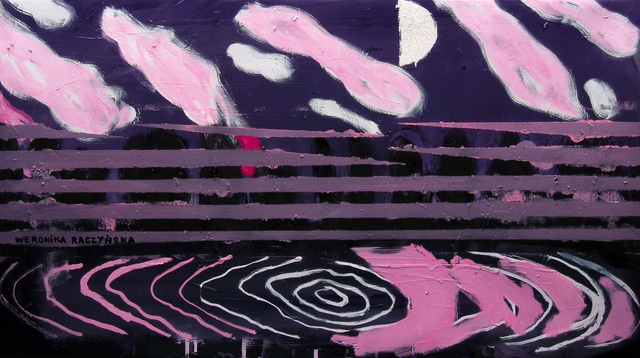 Chmury, 50x89 olej płótno