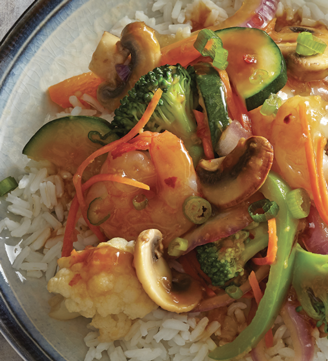 Sauté Crevettes aux légumes