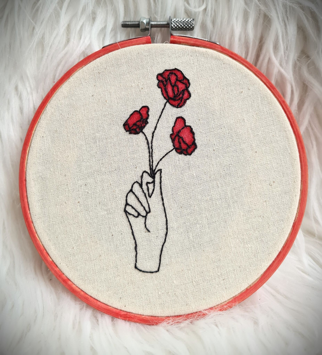 Flowers in Hand Hoop Wall Art