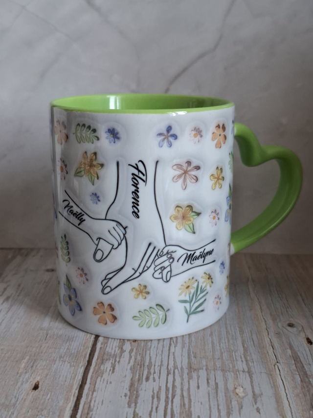 Mug coeur vert Maman et enfants