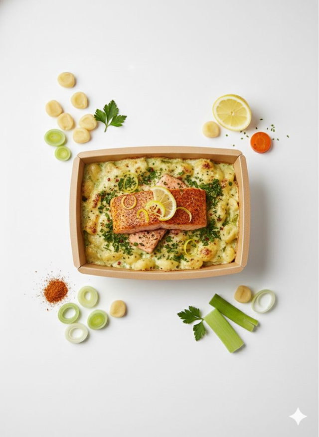 Gnocchetti Poireaux-Saumon Cajun