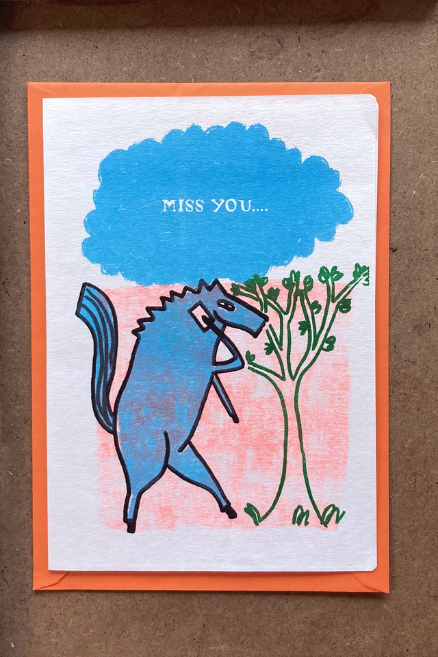 Miss You large greeting card 