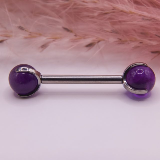 Barbell Pierres Naturelles Améthyste 