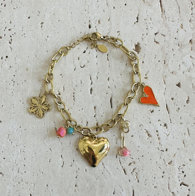 Armband hartje oranje 