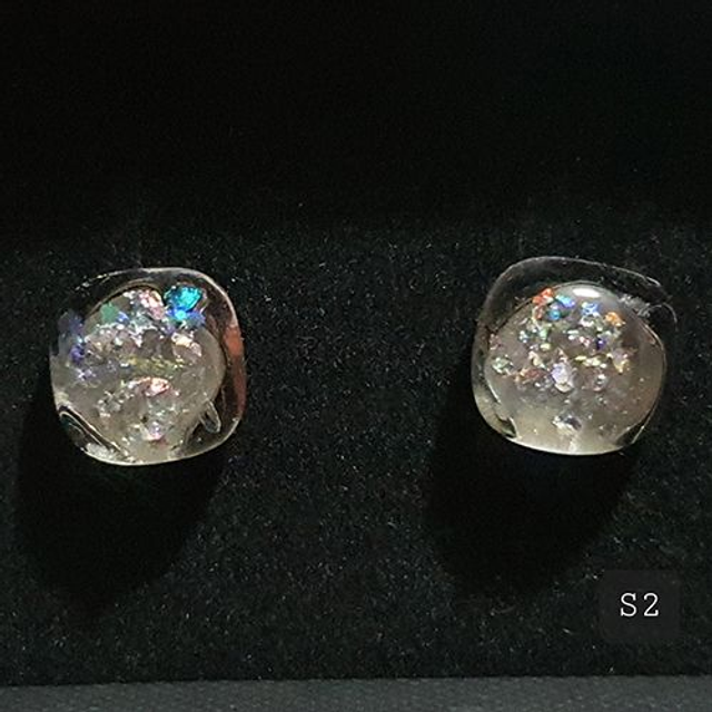 S2 Rainbow coloured square stud earrings 