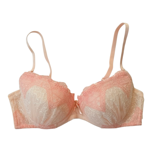 Cream and orange Japanese Bra + Underwear Set UK 36A