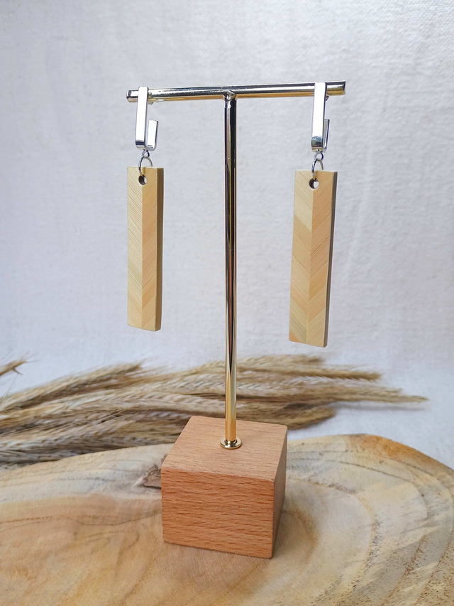 Boucles d'oreilles RECTANGLE Chevron Naturel