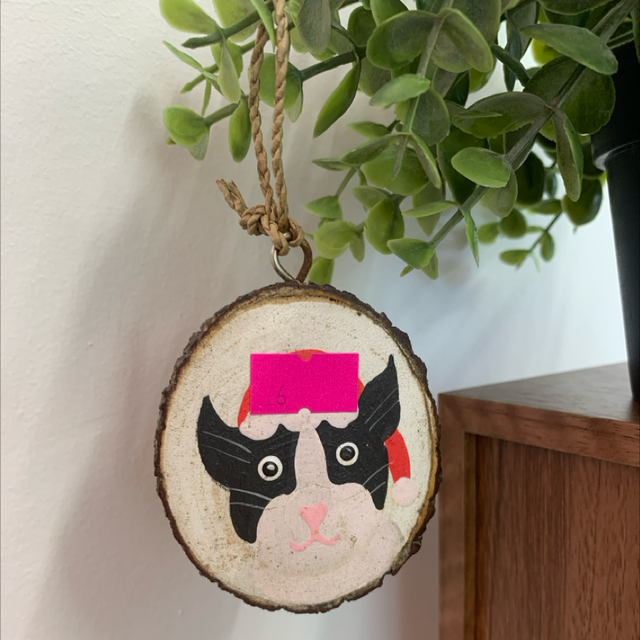 Cat Santa Wooden Christmas tree decoration 