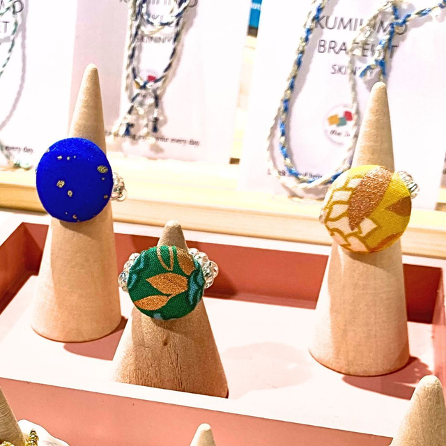 Fabric and Glass Beads Ring