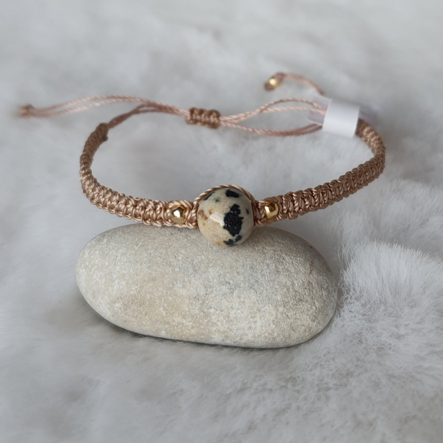 Bracelet femme 1 pierre "Jaspe Dalmatien"