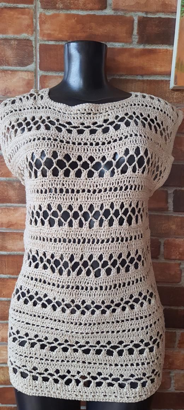 Blusa De Croche Marrom Claro T/40