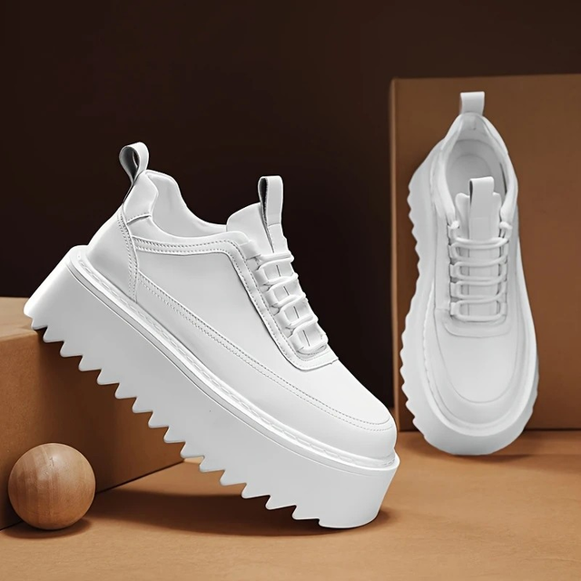 Men's Chunky White Platform Sneakers