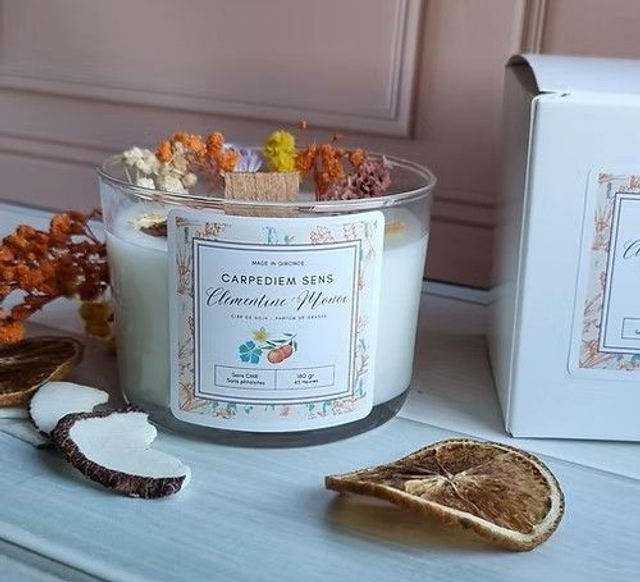 Bougie végétale artisanale Clémentine Monoï