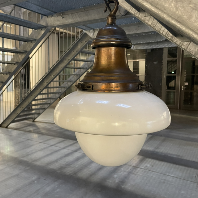 Antique Opaline two-tone acron pendant art deco 