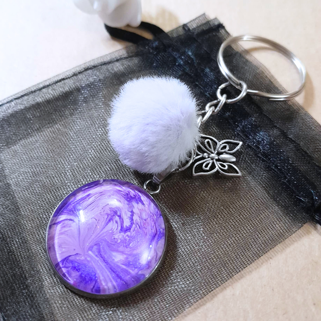 DOUCEUR ORCHIDEE - Porte-clés - Pompon mauve