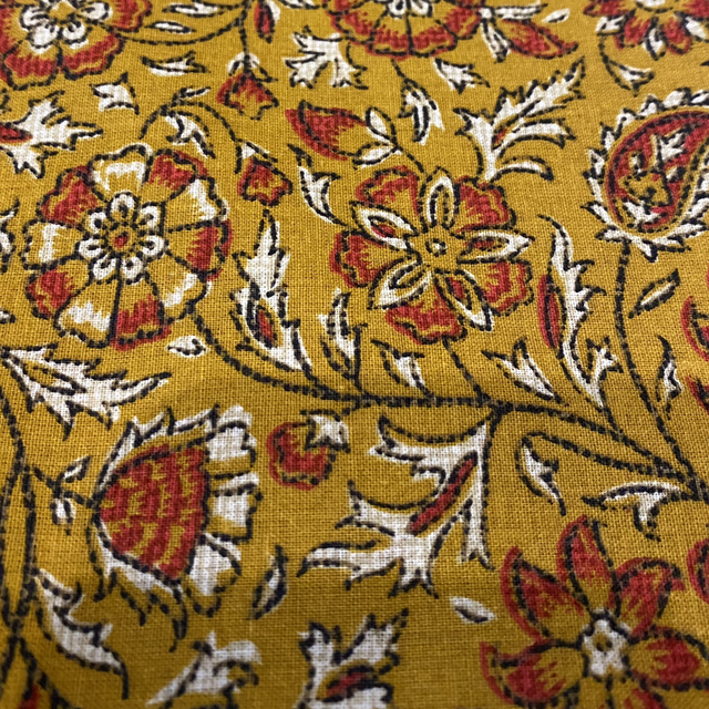 Baumwollstoff je 0,5m Blumen Senfgelb