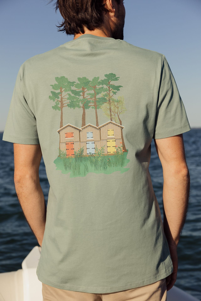 CABANES - T-SHIRT COL ROND VERT