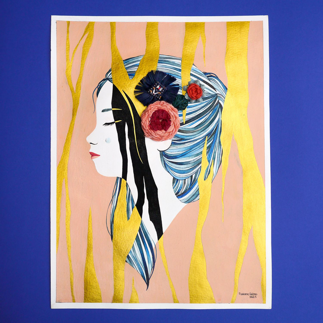 ÉCLORE // original brodé et doré ✨🪡 30 x 40