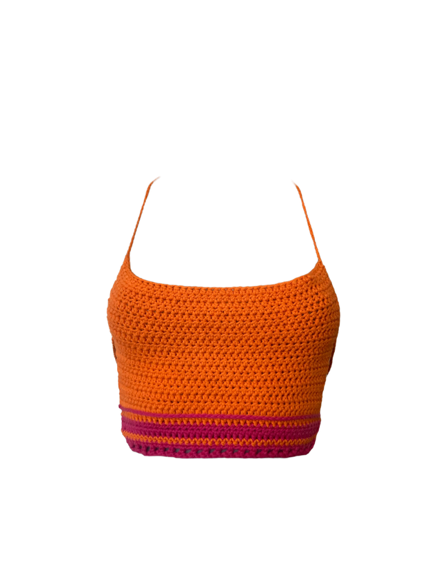 Top dos nu orange et rose