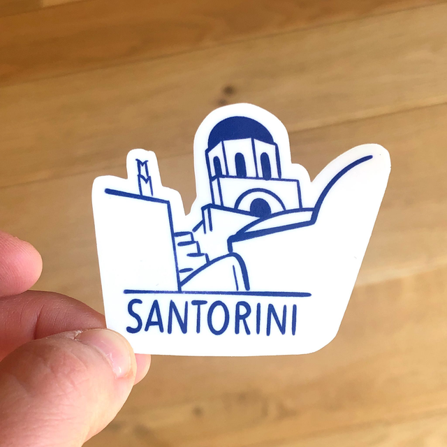 Santorini Greece Sticker – Greek Island Travel Decal for Journals &amp; Laptops