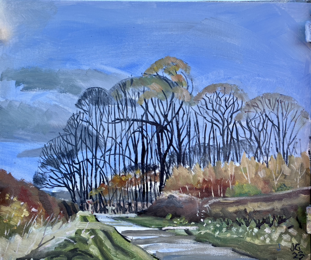 Loaningdale Junction woodland, 12x10 inch, oil on canvas.