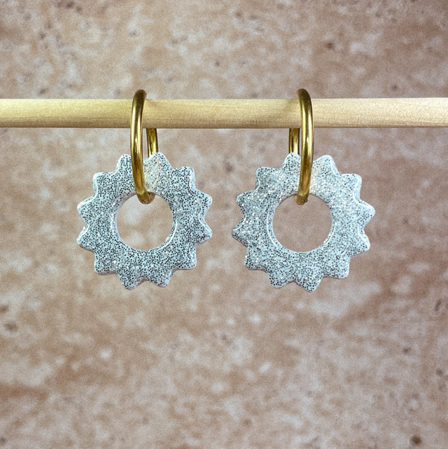 Aster - Paillettes argentées (sans créoles)